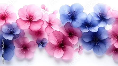 Delicate Pink and Blue Flowers in a Floral Arrangement