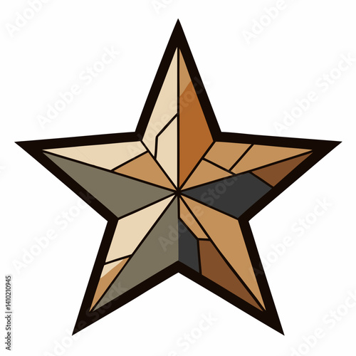 A star shape composed of various broken glass pieces, reflecting light and creating a shimmering effect.