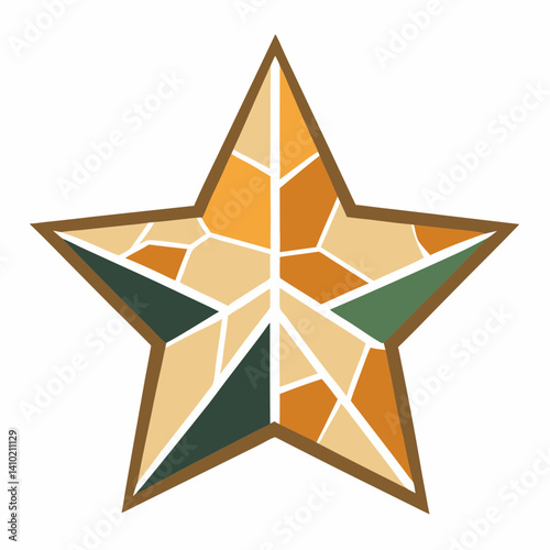 A star shape composed of various broken glass pieces, reflecting light and creating a shimmering effect.