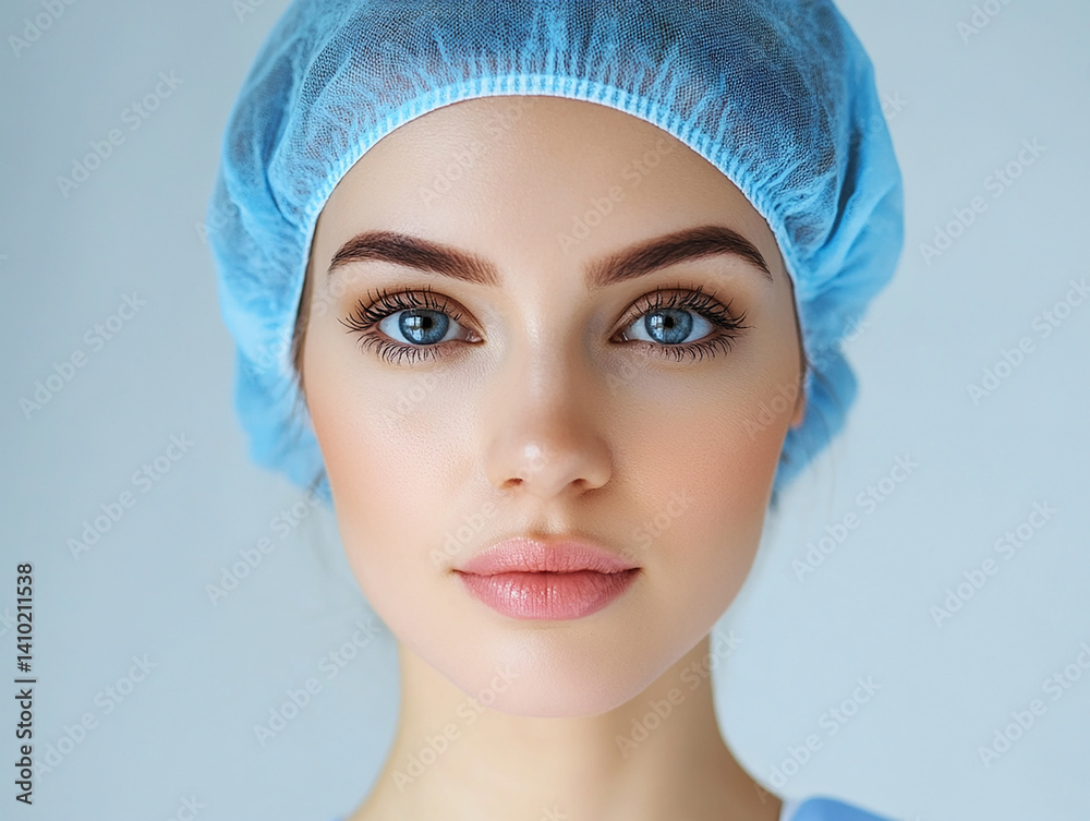 Beautiful nurse close-up, doctor and nurse portrait close-up
