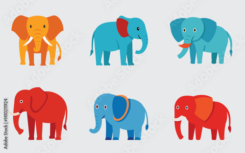 vector set of elephants