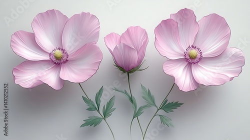 Delicate Pink Flowers Blooming Beautifully Together
