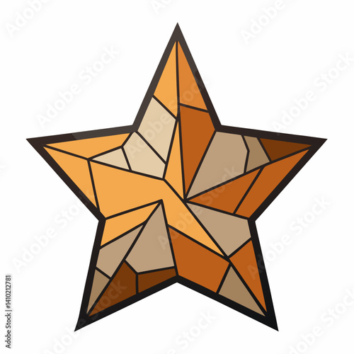 A star shape composed of various broken glass pieces, reflecting light and creating a shimmering effect.