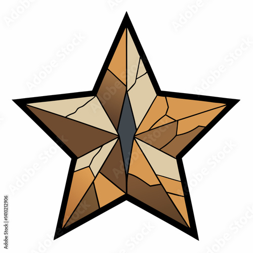 A star shape composed of various broken glass pieces, reflecting light and creating a shimmering effect.