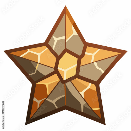 A star shape composed of various broken glass pieces, reflecting light and creating a shimmering effect.