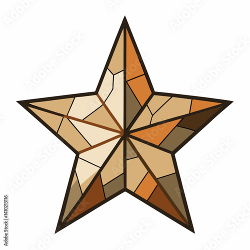 A star shape composed of various broken glass pieces, reflecting light and creating a shimmering effect.