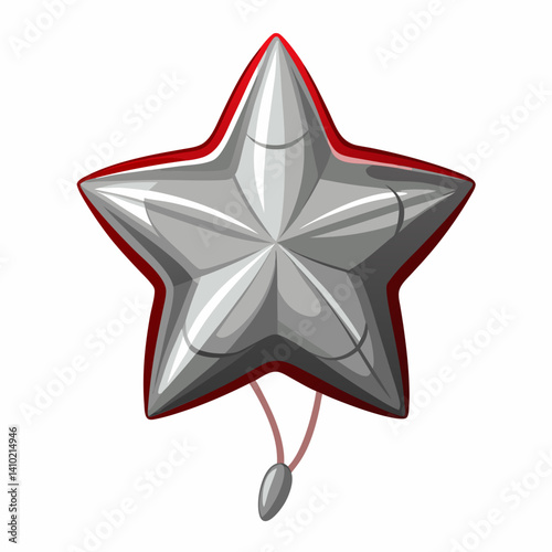A star-shaped balloon tied with a string, floating against a neutral background.