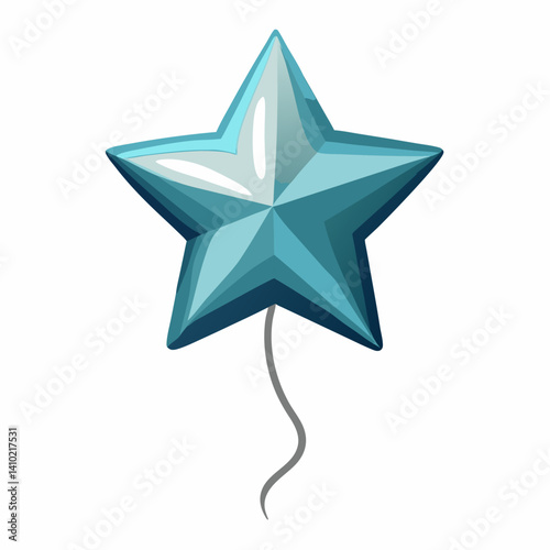 A star-shaped balloon tied with a string, floating against a neutral background.