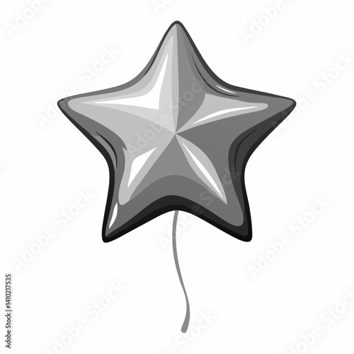A star-shaped balloon tied with a string, floating against a neutral background.