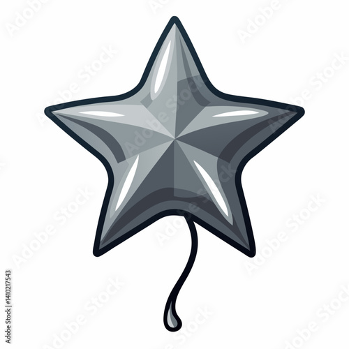 A star-shaped balloon tied with a string, floating against a neutral background.