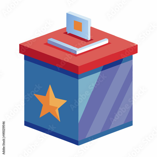Isolated Voting Box With Patriotic Colors And Star Emblem For Elections And Democratic Processes Illustration