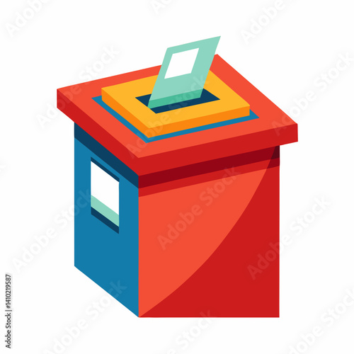 Isometric Election Box Illustration With Voting Paper Inserting Into Box Concept For Democracy,Voting,And Political Participation Design Element