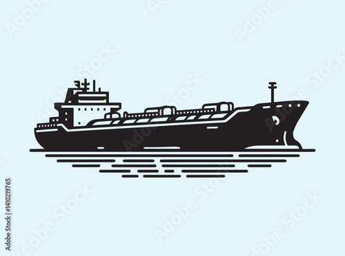 Ocean Tanker Silhouette Isolated