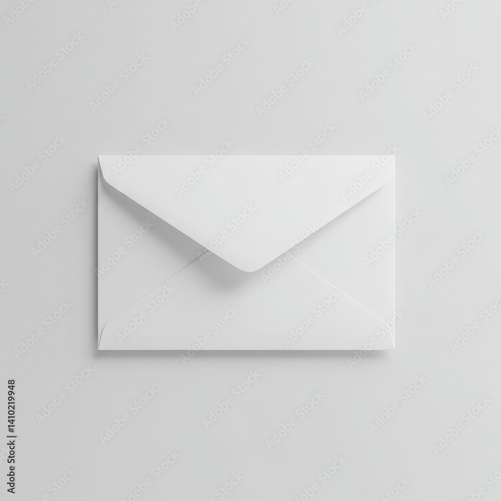 A simple close up shot of a white envelope on a light gray background in a minimalist style image A simple close up shot of a white envelope on a light gray background in a minimalist style image
