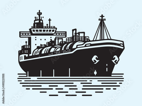 Simplified Tanker Ship Silhouette Art