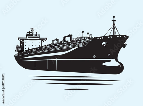 Black Tanker Ship Illustration