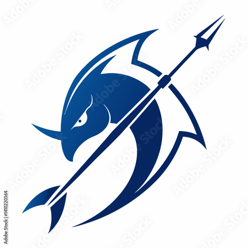 Marlin Fish With Trident Silhouette Vector Illustration For Sport Team Logo Identity Isolated On White Background