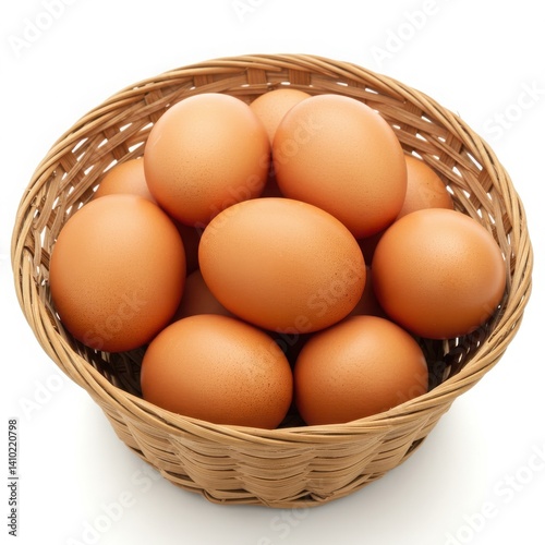 Wallpaper Mural A basket filled with brown eggs sitting on a white surface in a well lit environment scene shot Torontodigital.ca