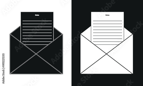 Message envelope line art icon for apps and websites