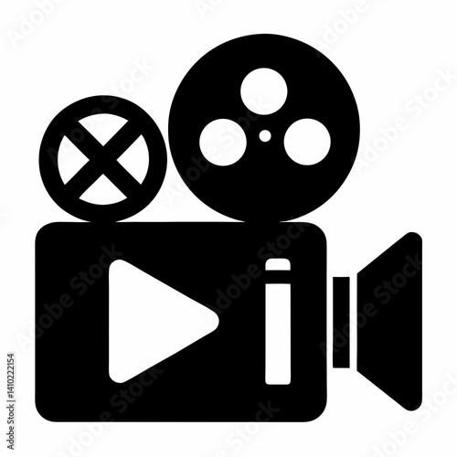 Retro Movie Camera Silhouette Film Production Symbol Cinema Equipment Icon Modern Graphic Style Video Camera
