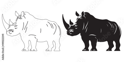 Rhino shape minimalist – powerful yet understated silhouette for branding – rhino silhouette – rhino vector – rhino illustration – rhino outline – rhino icon – rhino line art

