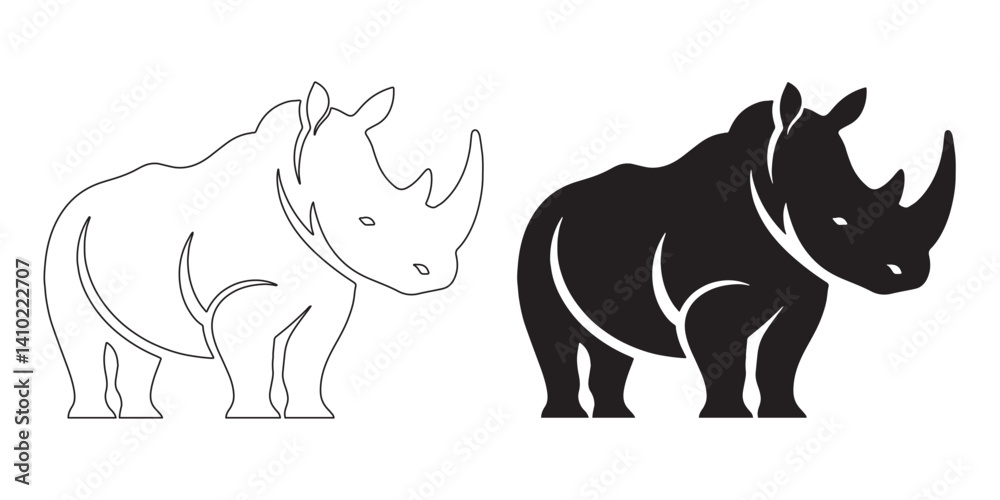 Fototapeta premium Simple rhino silhouette – elegant and clean vector icon for safari graphics – rhino silhouette – rhino vector – rhino illustration – rhino outline – rhino icon – rhino line art