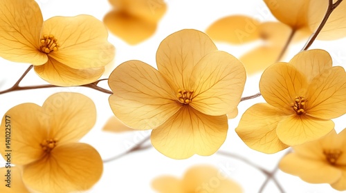 Delicate Pale Yellow Flowers on Branch