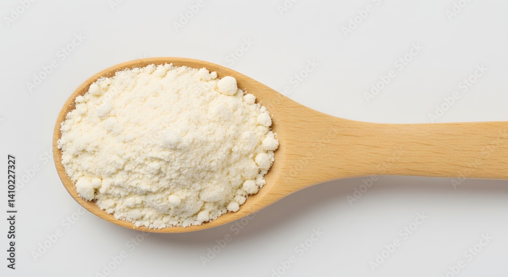 Creamy Powder in Wooden Spoon: A Simple, Clean Food Photography Creamy Powder in Wooden Spoon: A Simple, Clean Food Photography