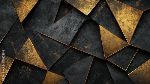 Fond d'Ã©cran Design gÃ©omÃ©trique texturÃ© en noir et or, fond noir
