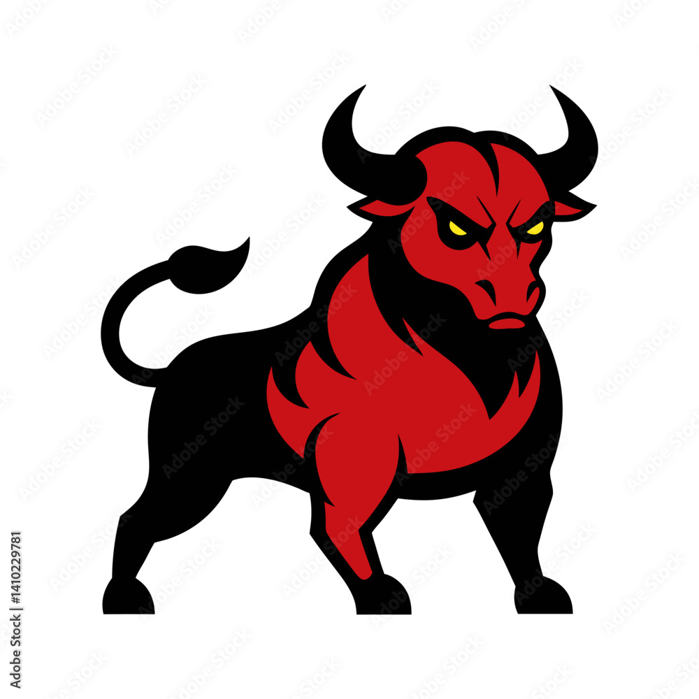 Obraz premium Angry Bull Vector Illustration