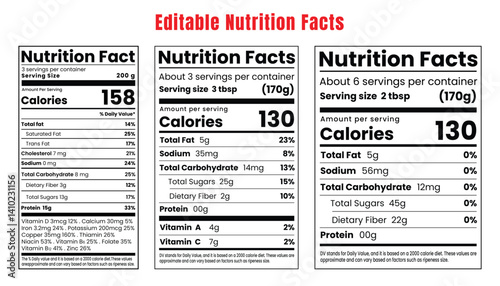 Nutrition facts, Supplement facts, Vitamin facts ,Label template Design