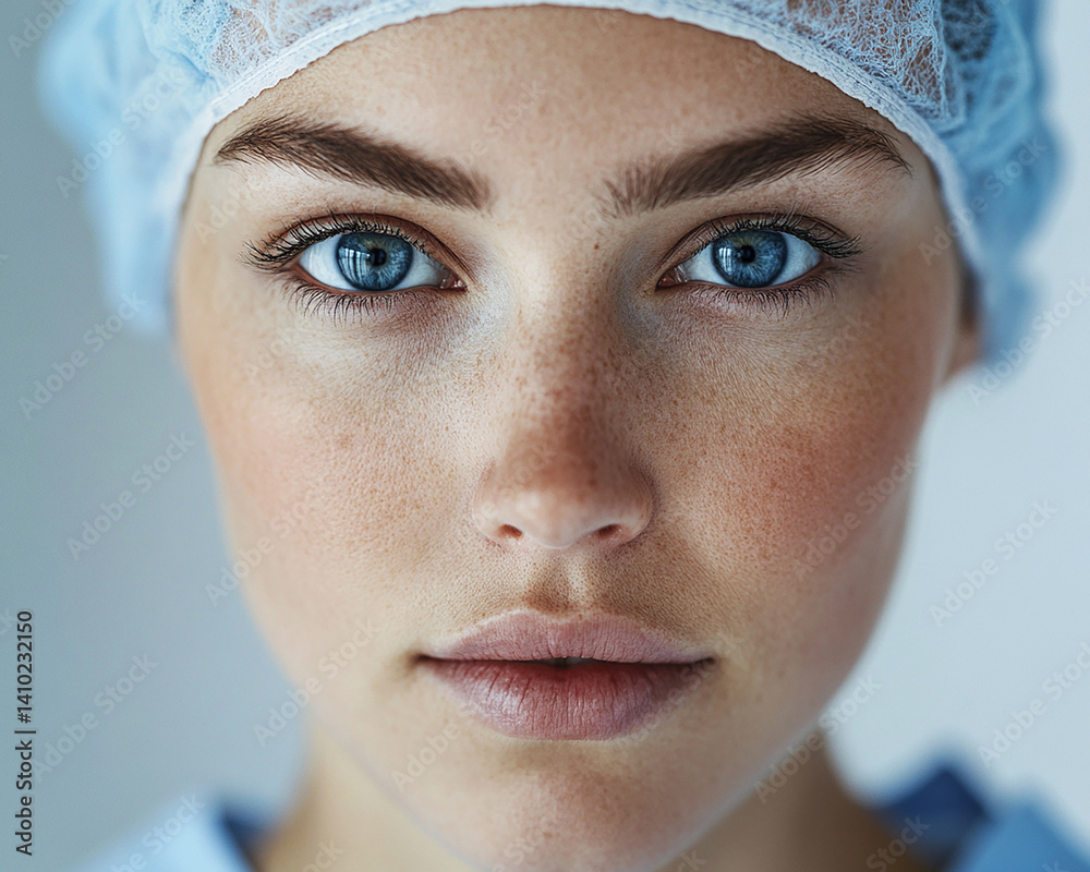 Beautiful nurse close-up, doctor and nurse portrait close-up