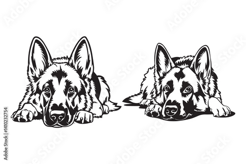 German Shepherd dog illustration vector