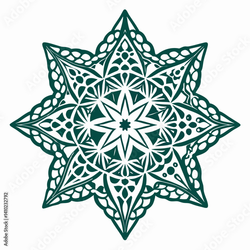  illustration of a star intertwined with a delicate flower design. photo