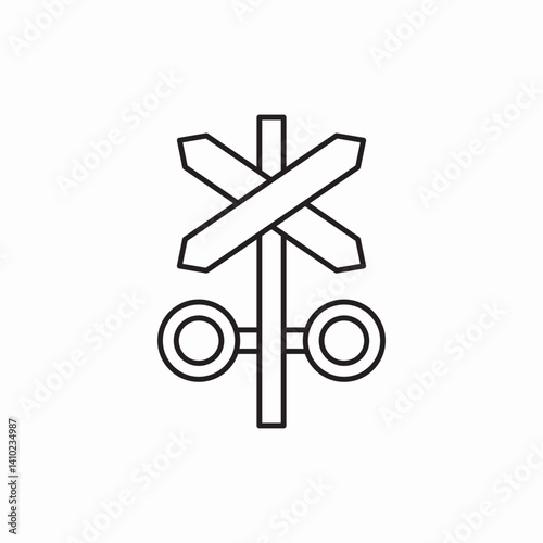 Railway crossing transportation safety icon vector sign