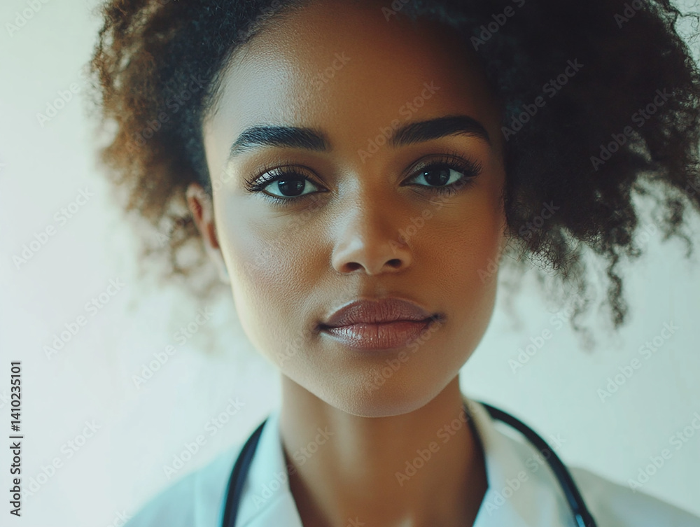 Beautiful nurse close-up, doctor and nurse portrait close-up