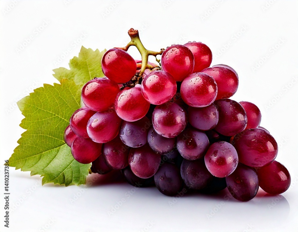 Fototapeta premium red grapes bunch isolated on white background. Generative AI