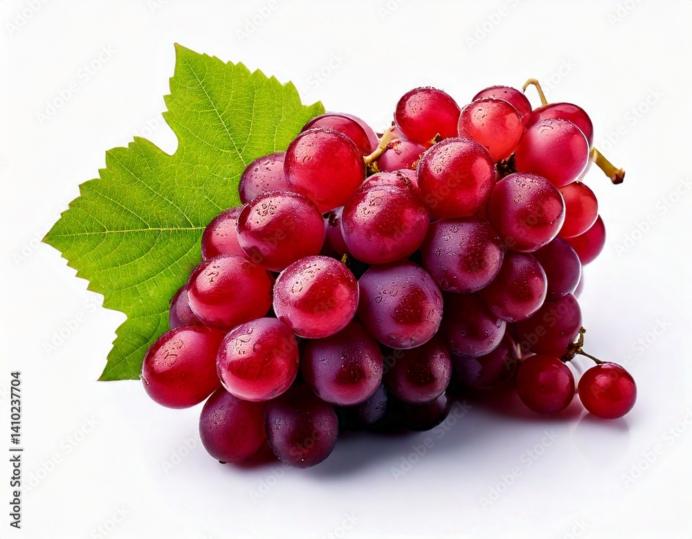 Fototapeta premium red grapes bunch isolated on white background. Generative AI