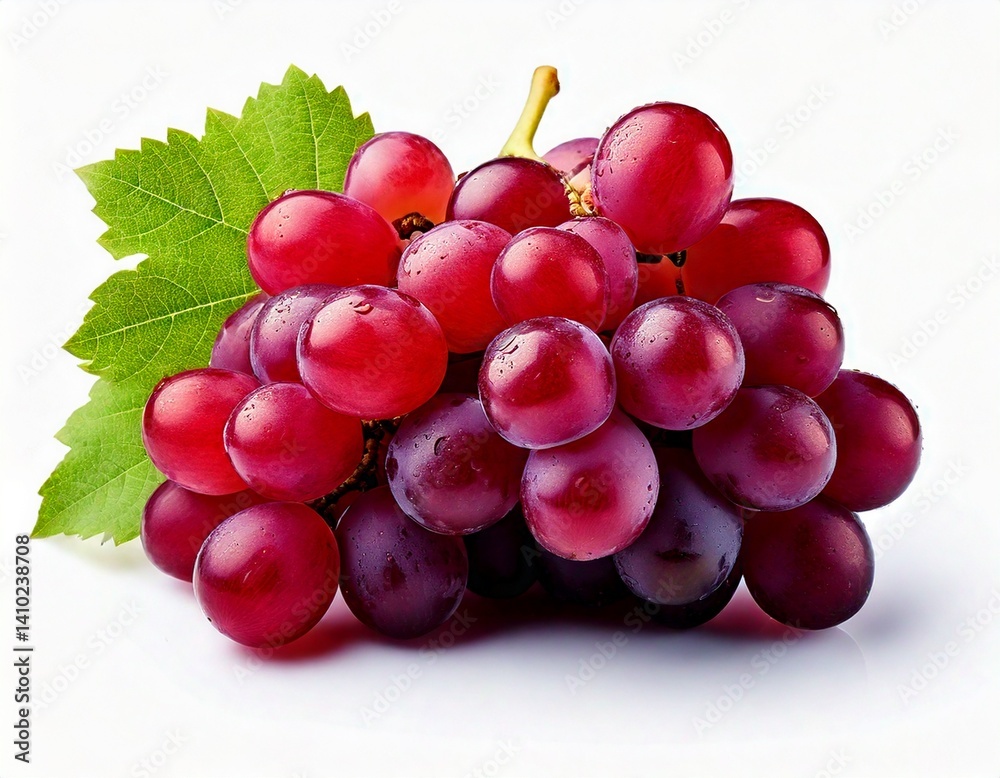 Fototapeta premium red grapes bunch isolated on white background. Generative AI