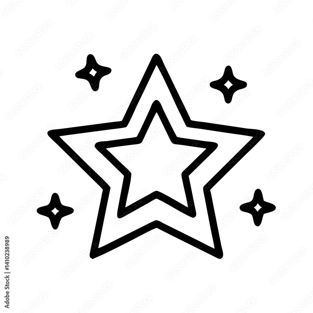 Obraz premium Simple Star Icon with Sparkles 