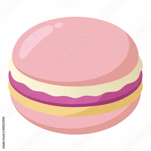 A vibrant macaroon in various colors resting on a clean white background.