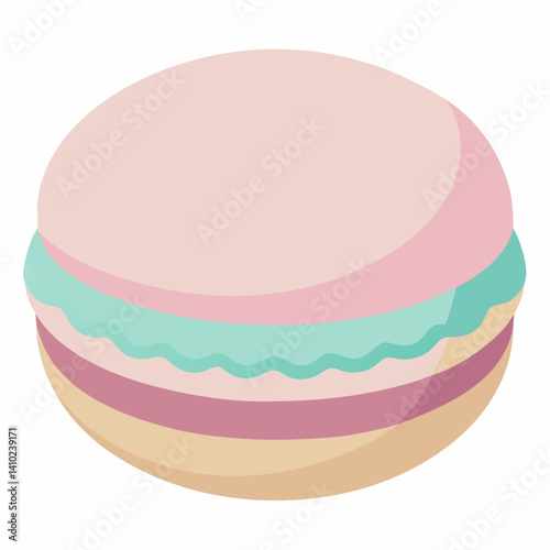 A vibrant macaroon in various colors resting on a clean white background.
