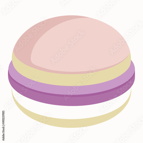 A vibrant macaroon in various colors resting on a clean white background.