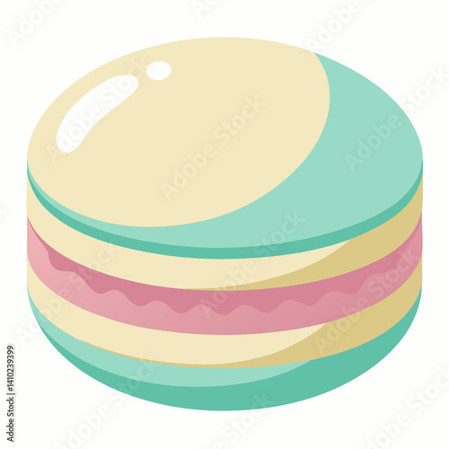 A vibrant macaroon in various colors resting on a clean white background.