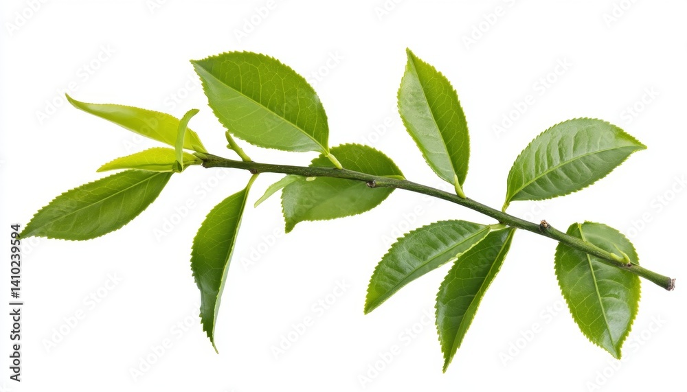 Fresh tea leaves on a branch Fresh tea leaves on a branch