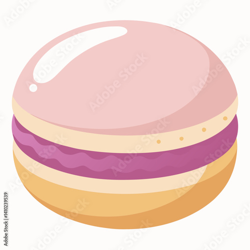 A vibrant macaroon in various colors resting on a clean white background.