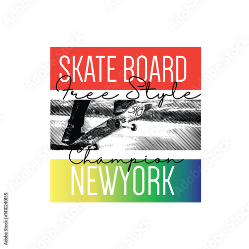 Skate board New york vector graphic design