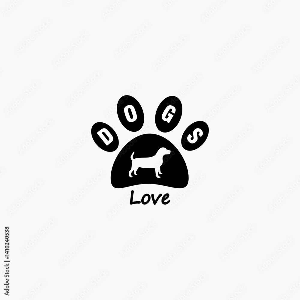 Fototapeta premium I love my dog icon, print symbol isolated on white background. 