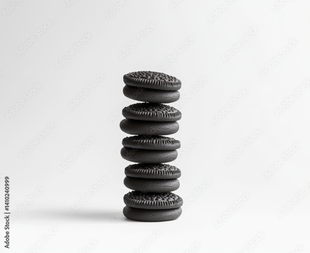 Stacked dark chocolate sandwich cookies Stacked dark chocolate sandwich cookies
