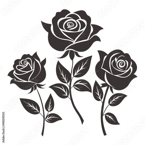 Elegant Rose Silhouette Trio